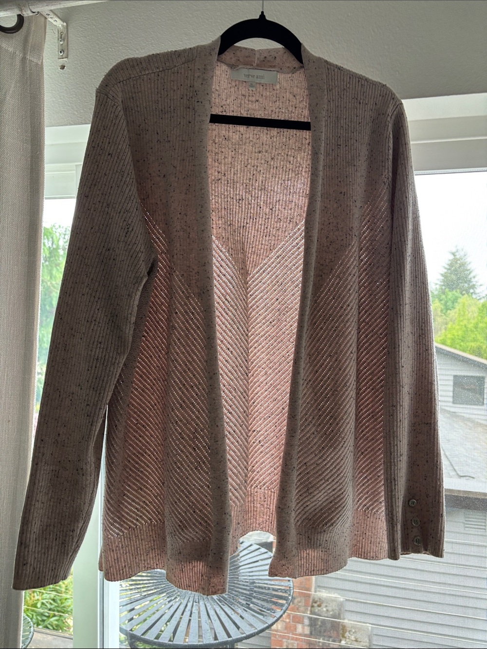 Verve Ami Open-Front Speckled Blush Cardigan